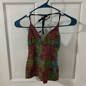 Colorful Tankini Bathing Suit Top, Size Small, Barely Worn